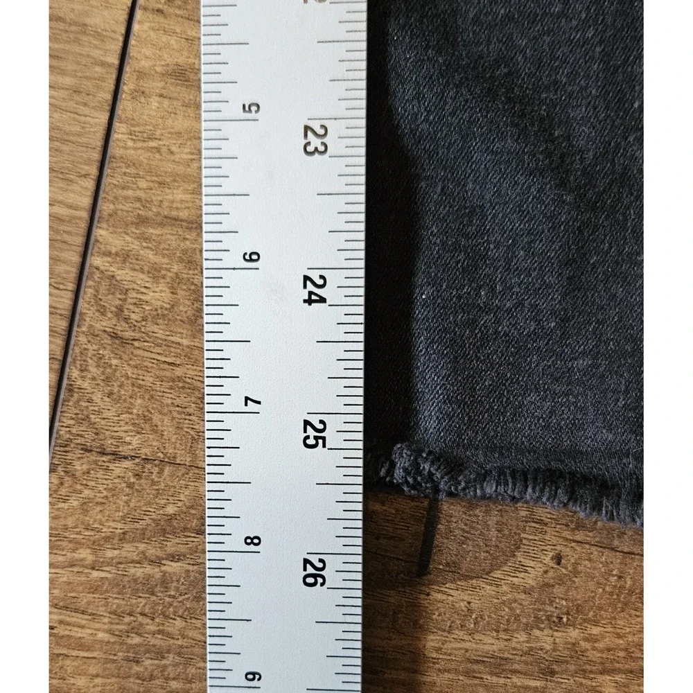 Rag & Bone Ankle Skinny Jeans Size 25 Black Raw Distressed Hem Stretch (24x25)